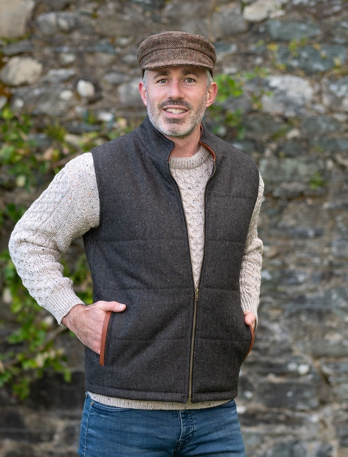 tweed bodywarmer, tweed gilet, tweed casual style