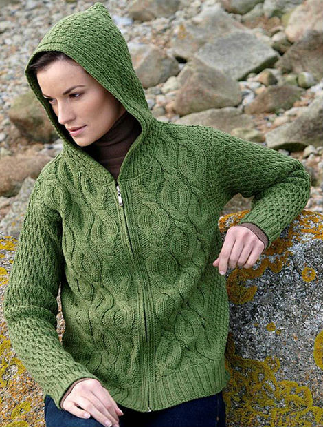 Women's Merino Wool Cable Knit Hoodie