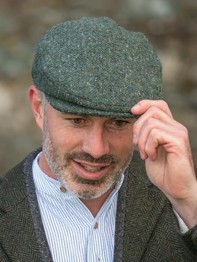 VINTAGE TWEED FLAT CAP - GREEN SALT & PEPPER